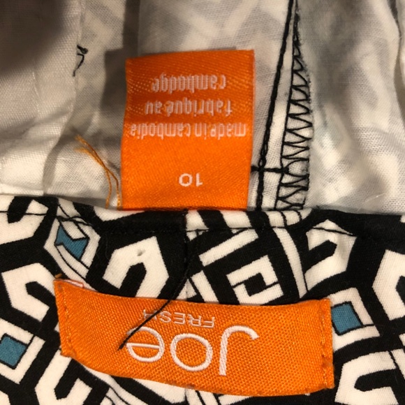 Joe Fresh, preppy party pants, cuffed crops, size 10,  white, navy & turquoise - Picture 7 of 7